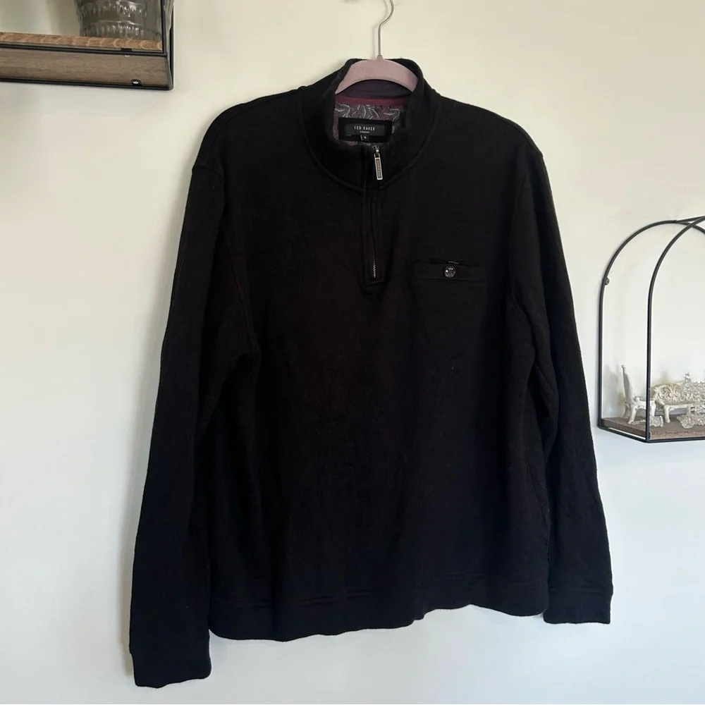 Ted Baker London Black Valerio Sweater Half Zip Size 6 XXL‎